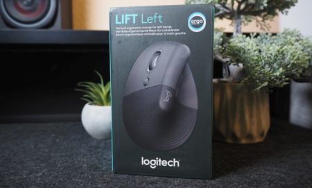 Logitech Lift Test: Verpackung der Logitech Lift Left