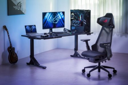 La chaise de jeu ASUS ROG Destrier Ergo rappelle un exosquelette