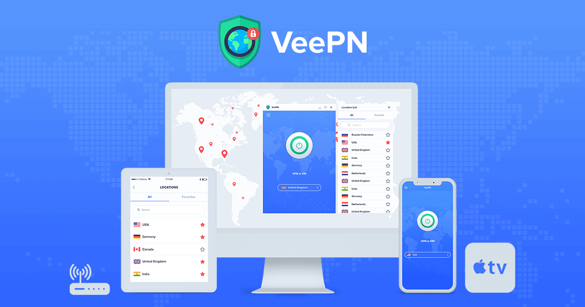 Service VPN par VeePN - Rapide, sécurisé et sécurisé  Anonyme