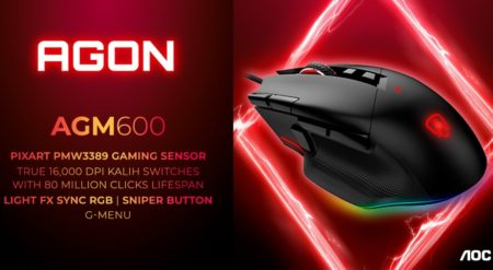 AOC Agon AGM600 : Nouvelle souris gamer avec 16 000 dpi et Nvidia Reflex