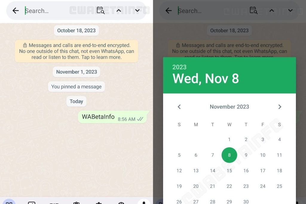 utiliser la recherche par date sur WhatsApp