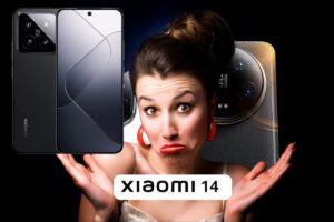 Femme exprimant l'indécision du choix smartphone Xiaomi 14