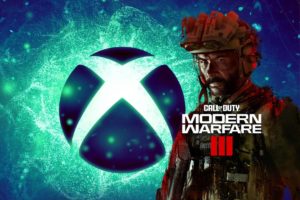 Logo Xbox illuminé en vert avec un soldat de Call of Duty Modern Warfare III, annonçant une conférence estivale Xbox.